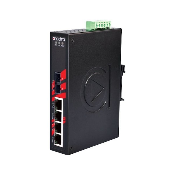 5-Port Industrial PoE+ Unmanaged Ethernet Switch, w/4*10/100Tx 30W/Port + 1*100Fx Multi-mode 2Km,